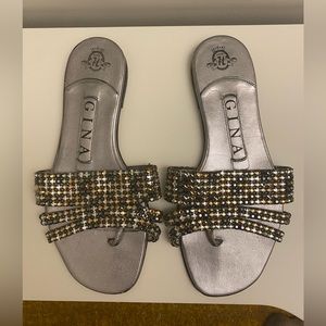 Gina flat sandals with Swarovski crystals in size UK 3/US 5/IT 36